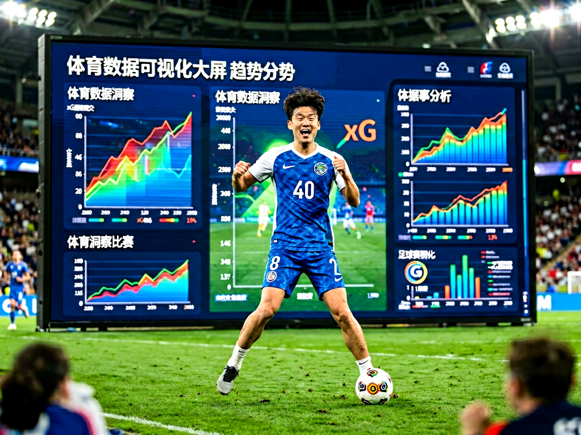 体育数据可视化大屏,展示实时比赛统计数据和趋势图表